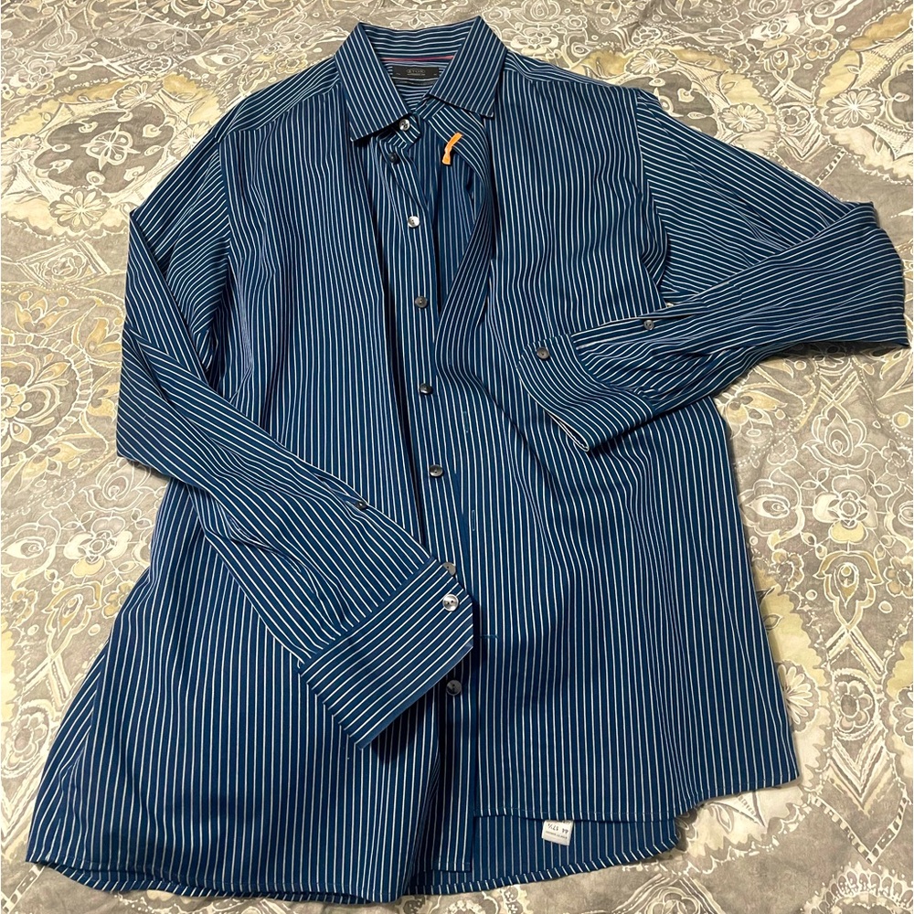Eton Button Down Pin striped Dress Shirt